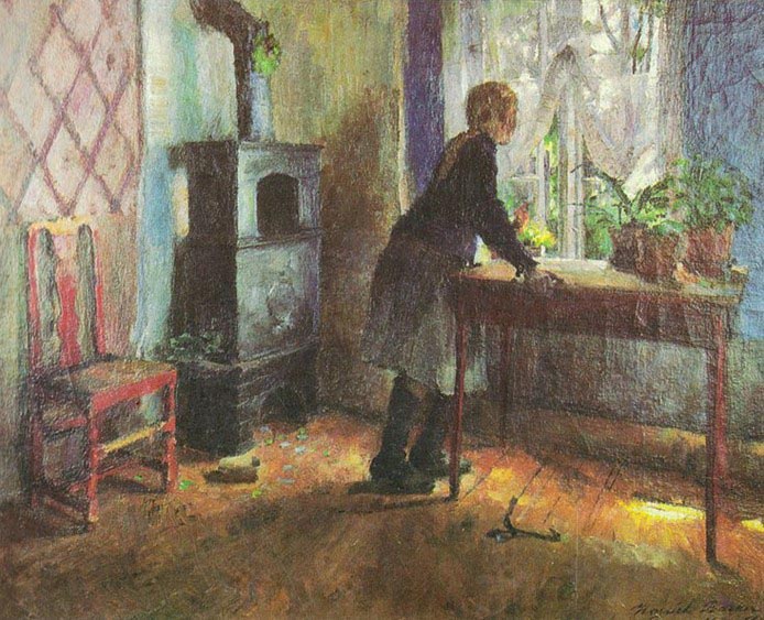 Harriet Backer Pike ved vinduet